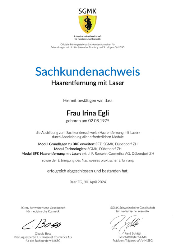 Sachkundenachweis Modul BKF – Haarentfernung mit Laser